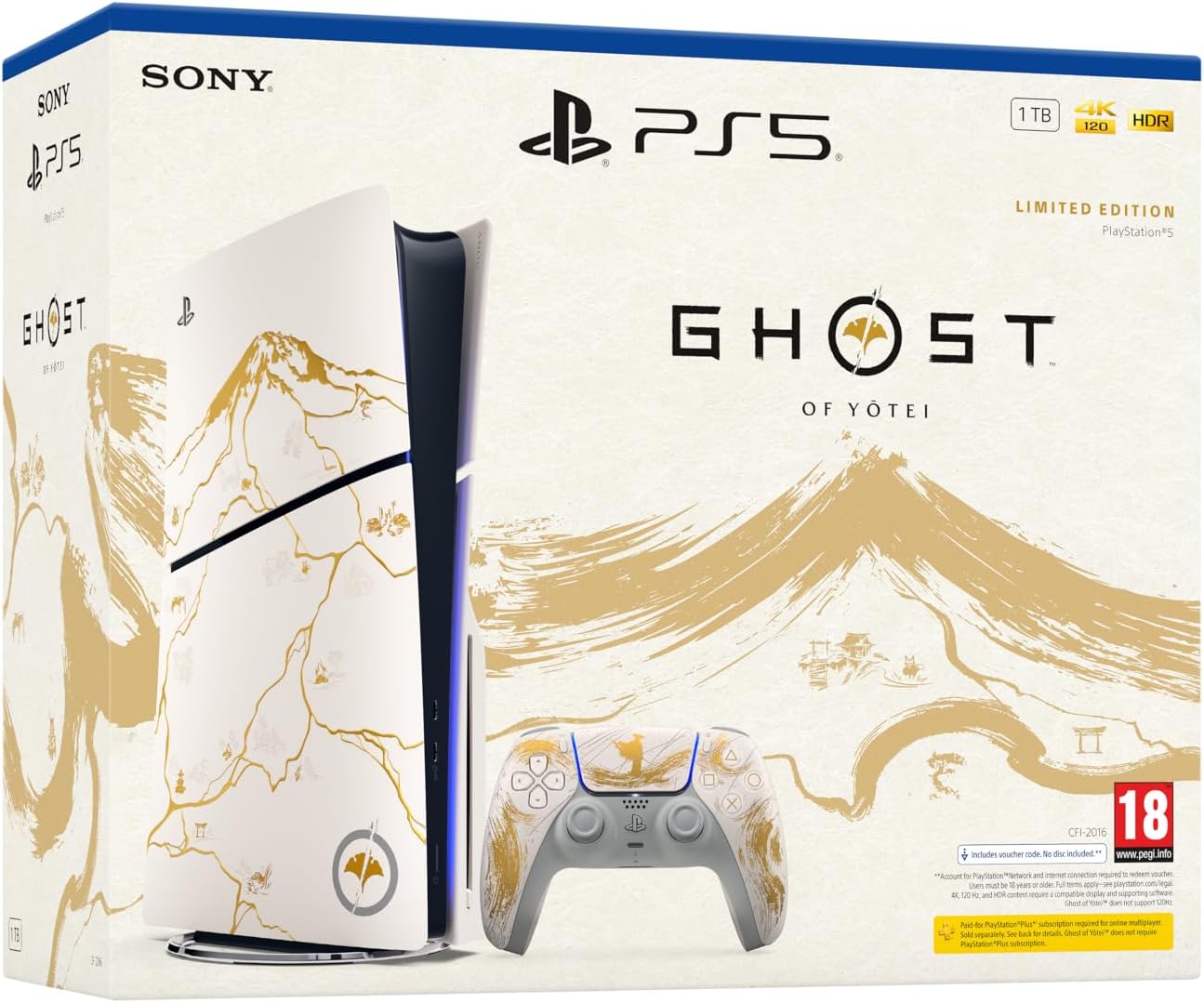 PlayStation 5 PS5 Disc Edition (Slim) - Ghost of Yotei Gold Limited Edition Bundle