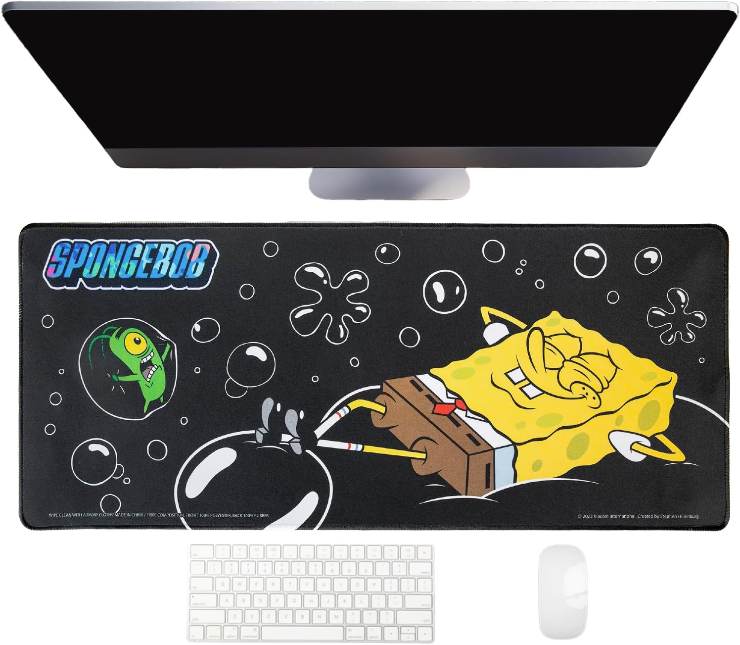 Spongebob Jumbo Desk Mat - Bubbles - Large Rubber Gaming and Work Desk Pad 70 x 30 Centimetres