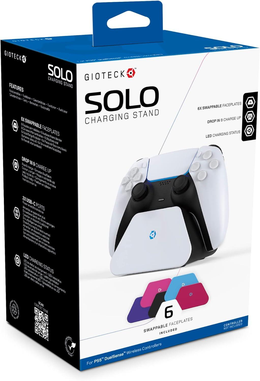 Gioteck SOLO Charging Stand For PS5 DualSense Wireless Controllers With Interchangable Faceplates (6)