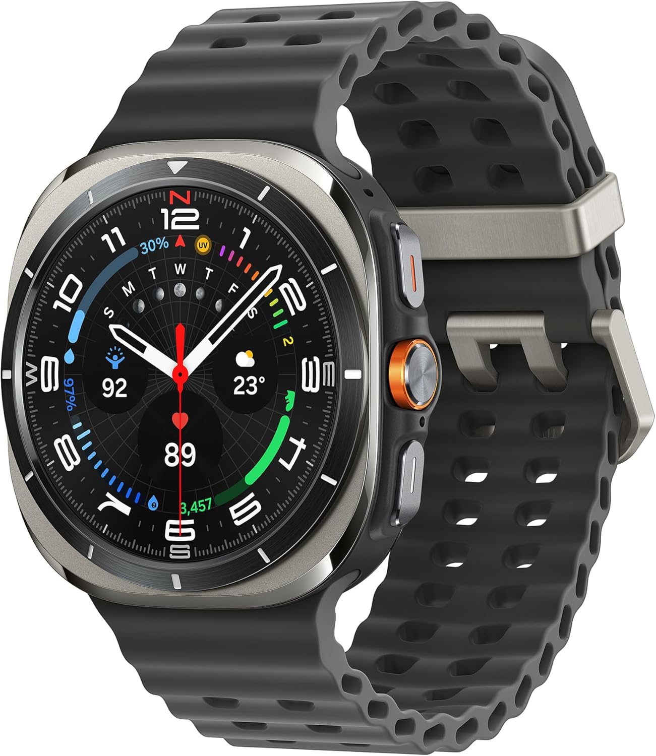 Samsung Galaxy Watch Ultra (2025), AI Smart Watch, Marine Band, Titanium Casing, Cushion Design, Quick Button, 47mm, LTE, Titanium Silver