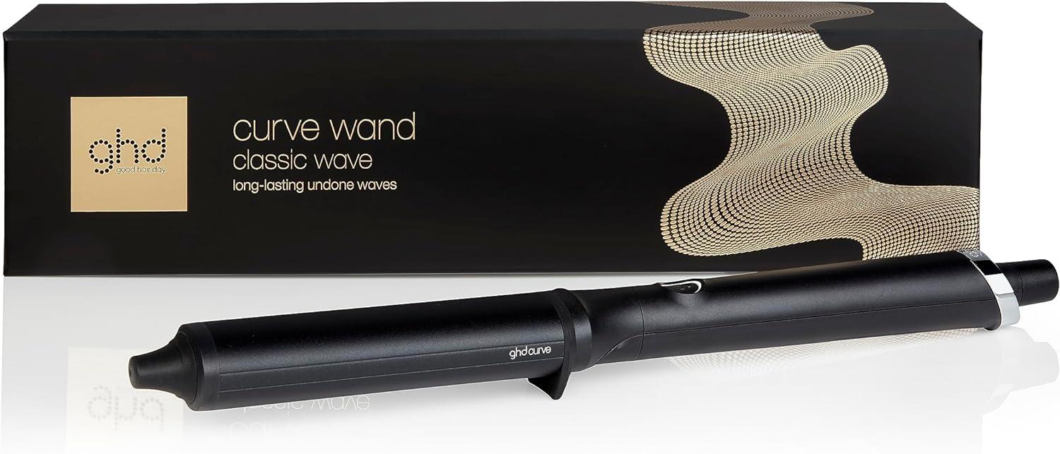 ghd Curve® Classic Wave Wand, 38mm - 26mm Oval Shaped Barrel, for Long-lasting Undone Texture or Glamourous Hollywood Waves, Optimum Styling Temp 185ºC, Protective Cool Tip, Auto Sleep Mode Black