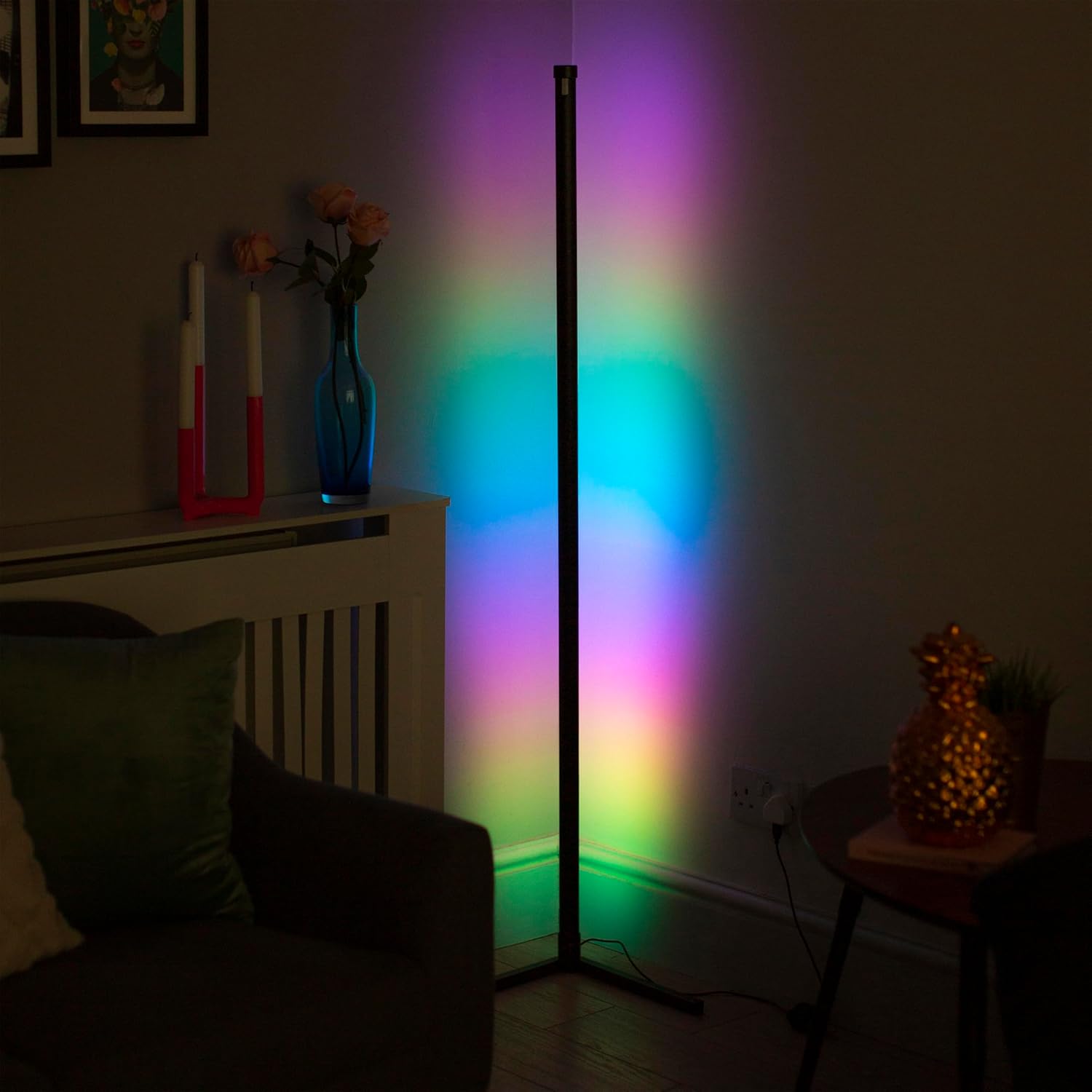 Corner Floor Lamp Sound Reactive Colour Changing LED with Remote Control