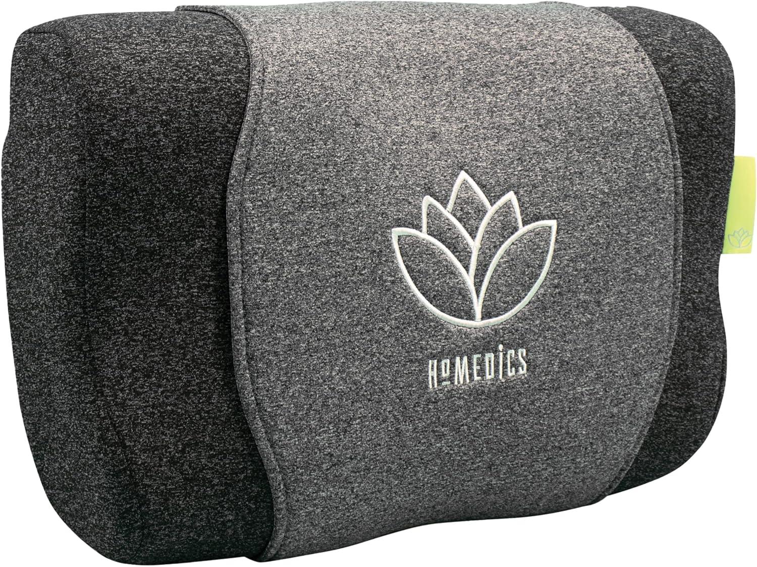 Homedics Zen Meditation Pillow – Memory Foam Neck Support Pillow, Essential Oil, Soothing Massage, Rechargeable, 30 Min Programme, 2.5 Hours Cordless Operation, Padded Headrest Cover, Grey