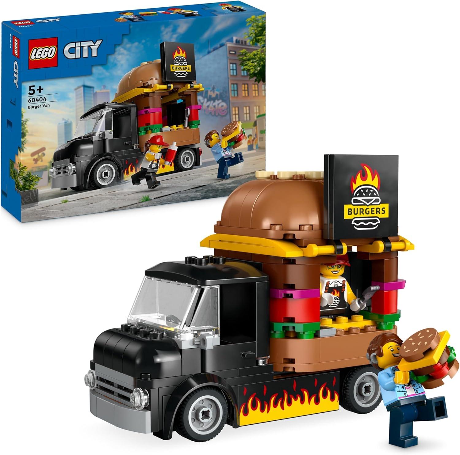 LEGO City Burger Van, Food Truck Toy, Vehicle Building Toys, Kitchen Playset with Vendor Minifigure and Accessories, Imaginative Play