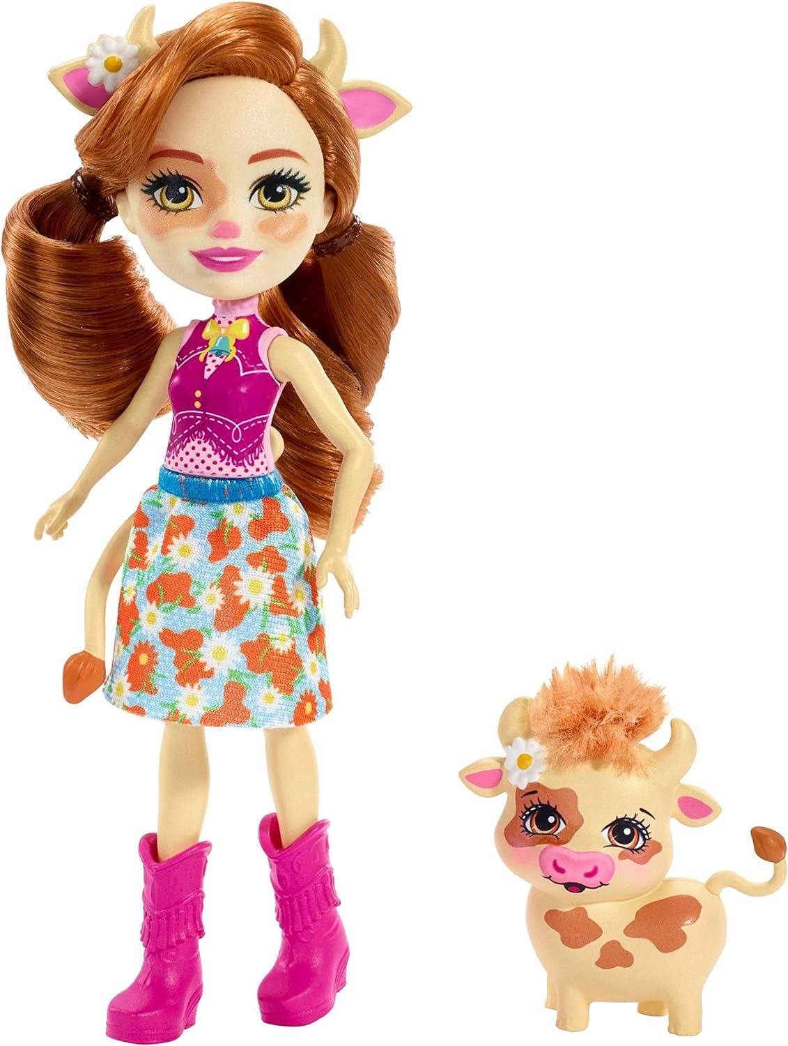 Enchantimals Cailey Cow Doll (6 Inch), and Curdle Animal Friend Figure