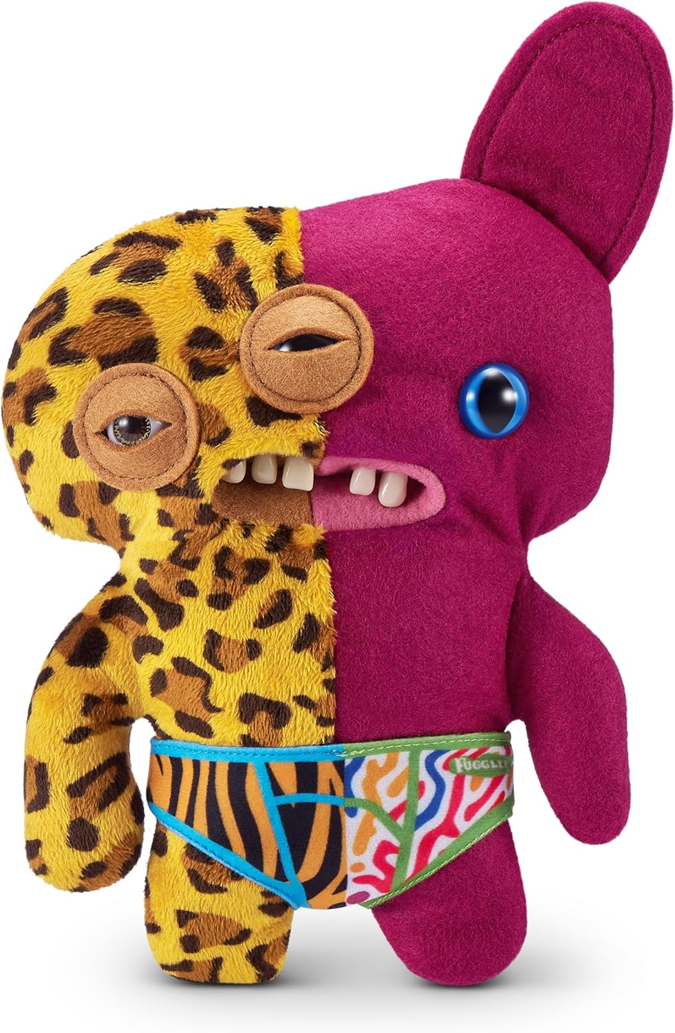Fuggler Misfit Monsters by ZURU, Funny Ugly Monster, Plush, Collectible, Toy (Annoyed-o - Leopard & Burgandy)