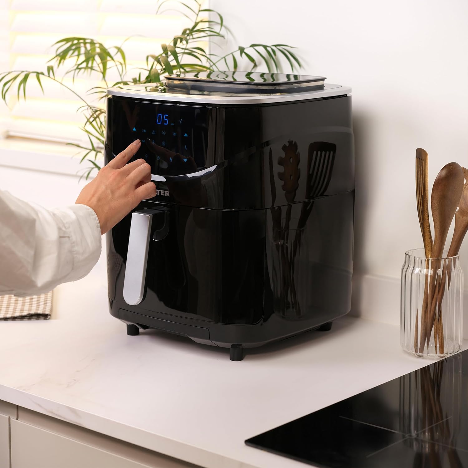 Salter XL Digital Steam Air Fryer – Multicooker with 3 Cooking Modes (Air Fry, Steam, SteamLock), Food Steamer, 6.5L Non-Stick Basket, 1L Water Tank, LED Touch Display, 6 Additional Functions