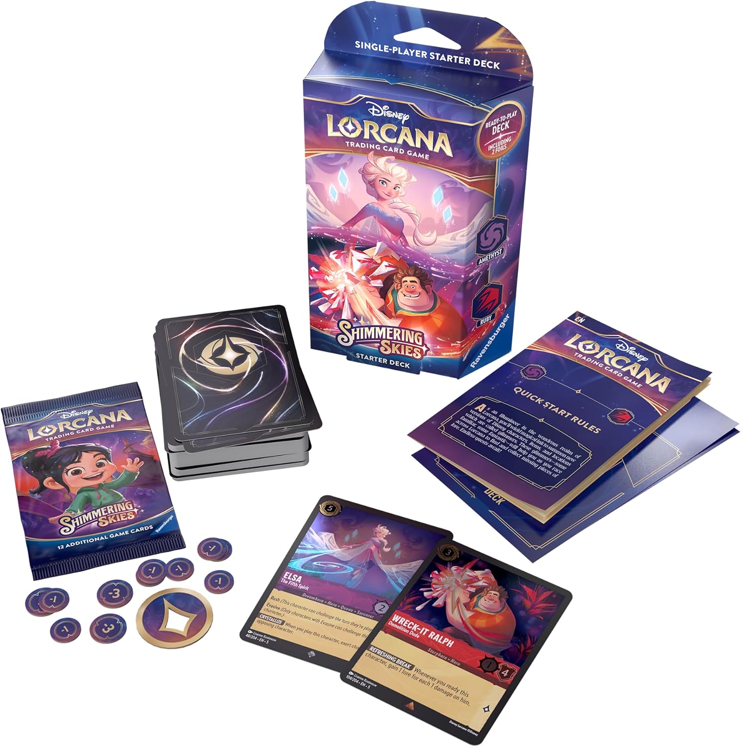 Disney Lorcana Trading Card Game for Adults and Kids Age 8 Years Up-Starter Deck B - Set 5: Shimmering Skies - Collectable TCG