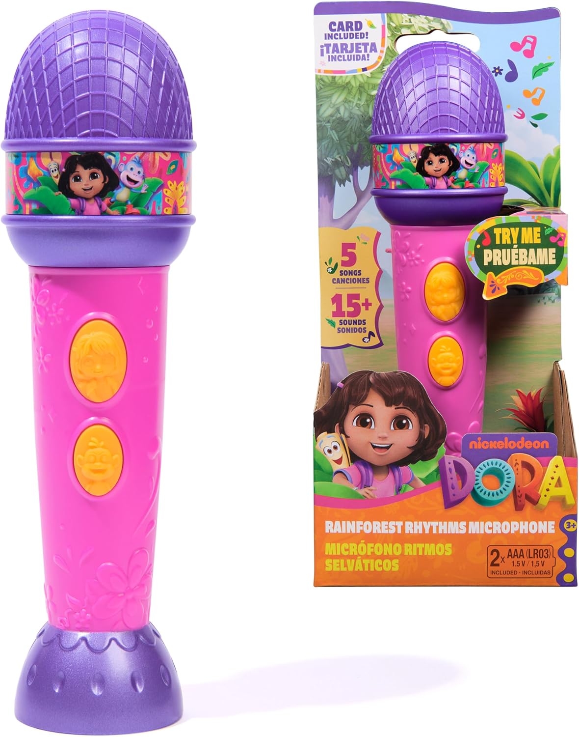 Dora Rainforest Rhythms Microphone with Music, Sound Fx and Bilingual Phrases