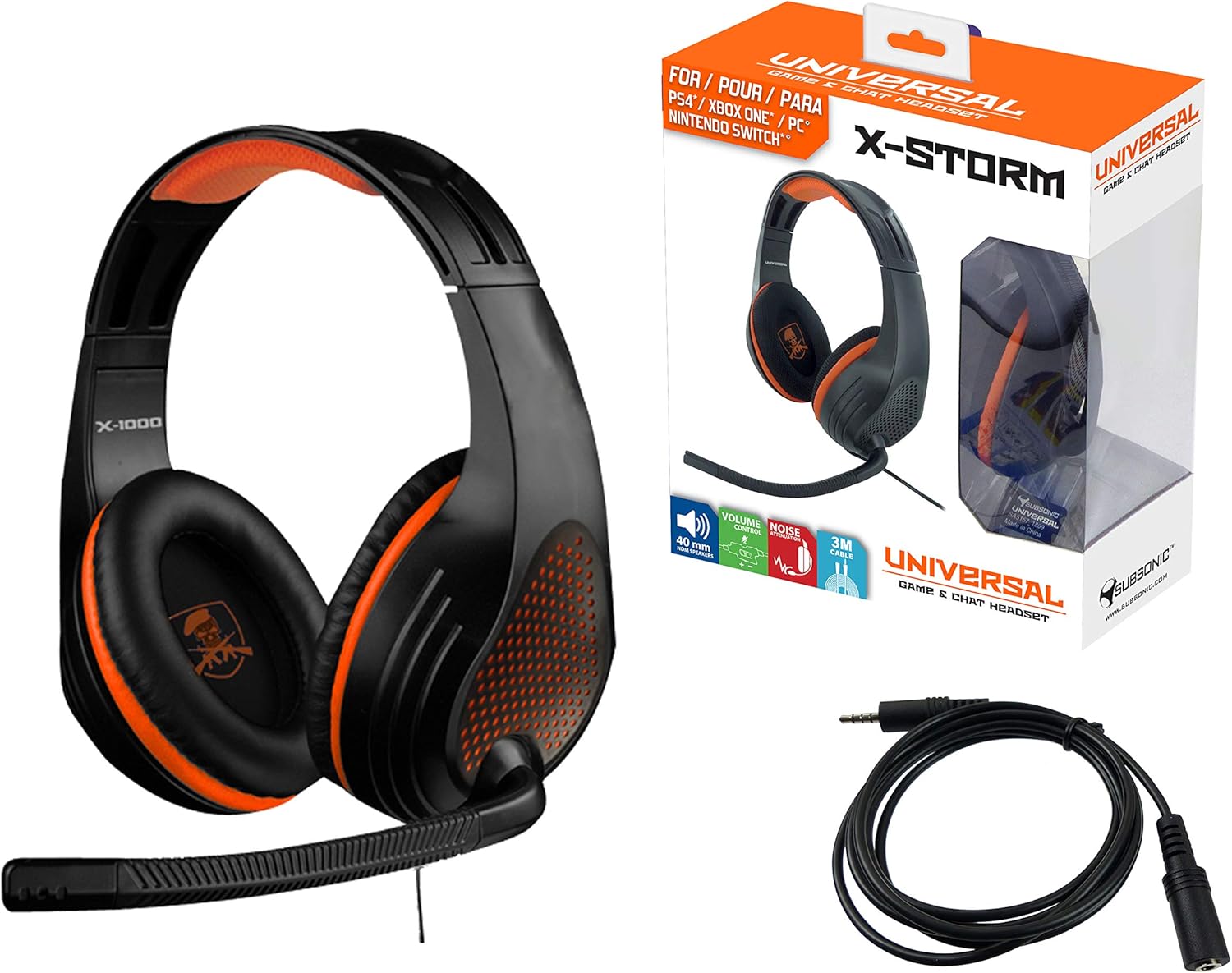 Subsonic Stereo Gaming Headset with micro X-Storm X-1000 for PS5, PS4, Nintendo Switch, Xbox One-PC-Mobile