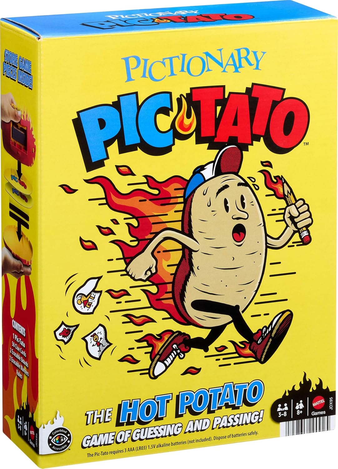Pictionary Pic-Tato Drawing Game with 'Hot Potato' That Talks & Plays Music, Includes Erasable Markers & Boards, 3-8 Players