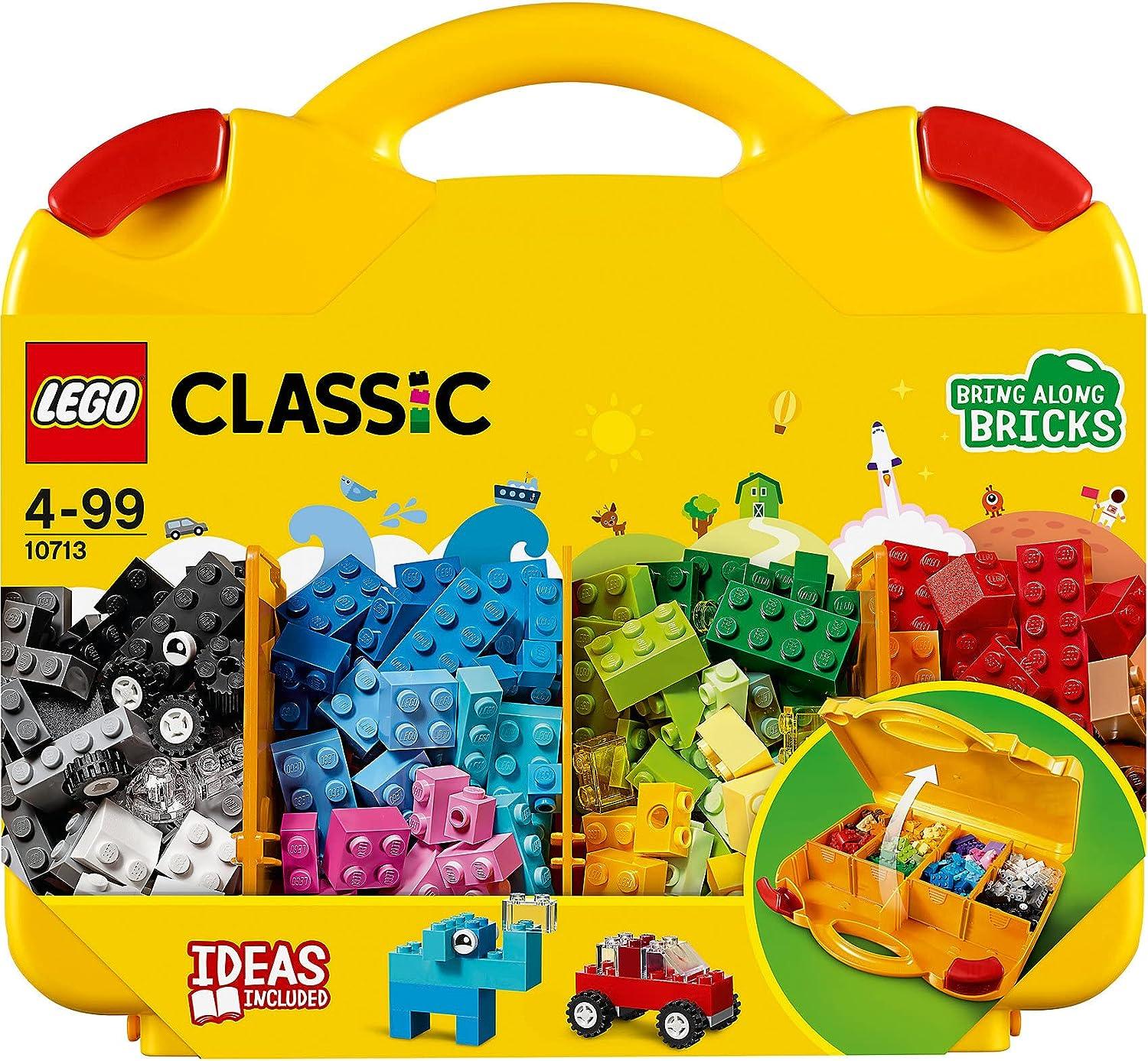 LEGO Classic Creative Suitcase, Toy Storage Case with Fun Colourful Building Bricks