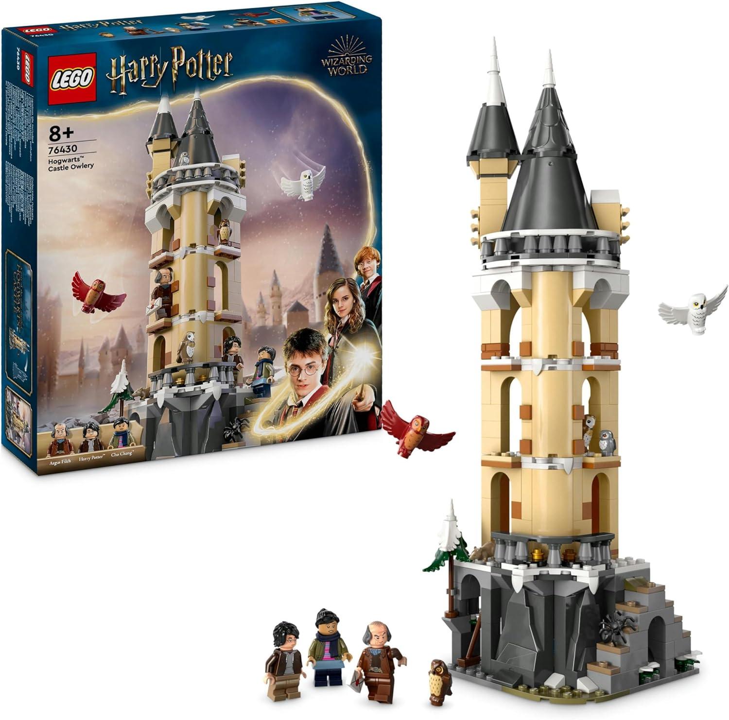 LEGO Harry Potter Hogwarts Castle Owlery, Building Toy for 8 Plus Year Old Kids, Girls & Boys, Role-Play Set Includes 3 Character Minifigures, plus 4 Owl Figures, Wizarding World