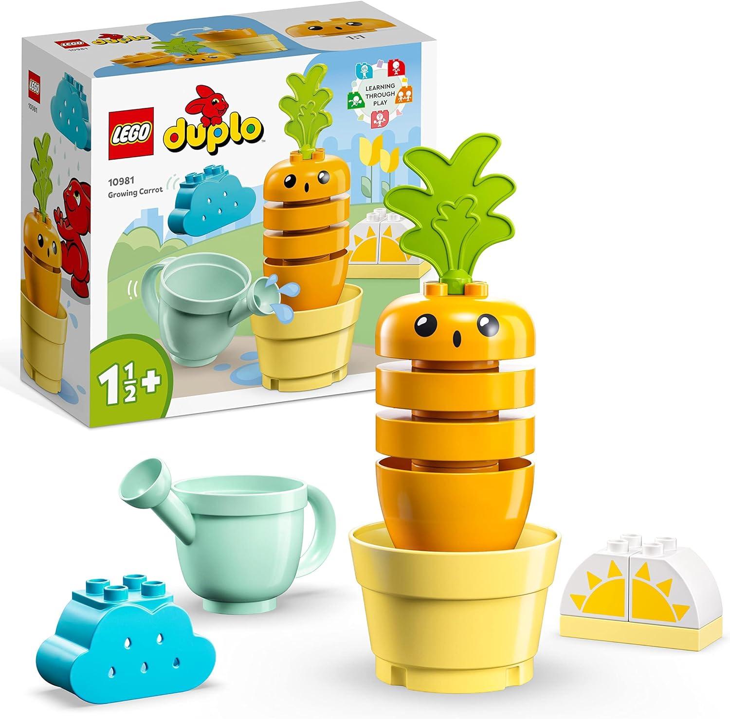 LEGO DUPLO My First Growing Carrot, Stacking Toys for Babies 1.5+ Years Old with 4 Vegetable Bricks, Learning Educational