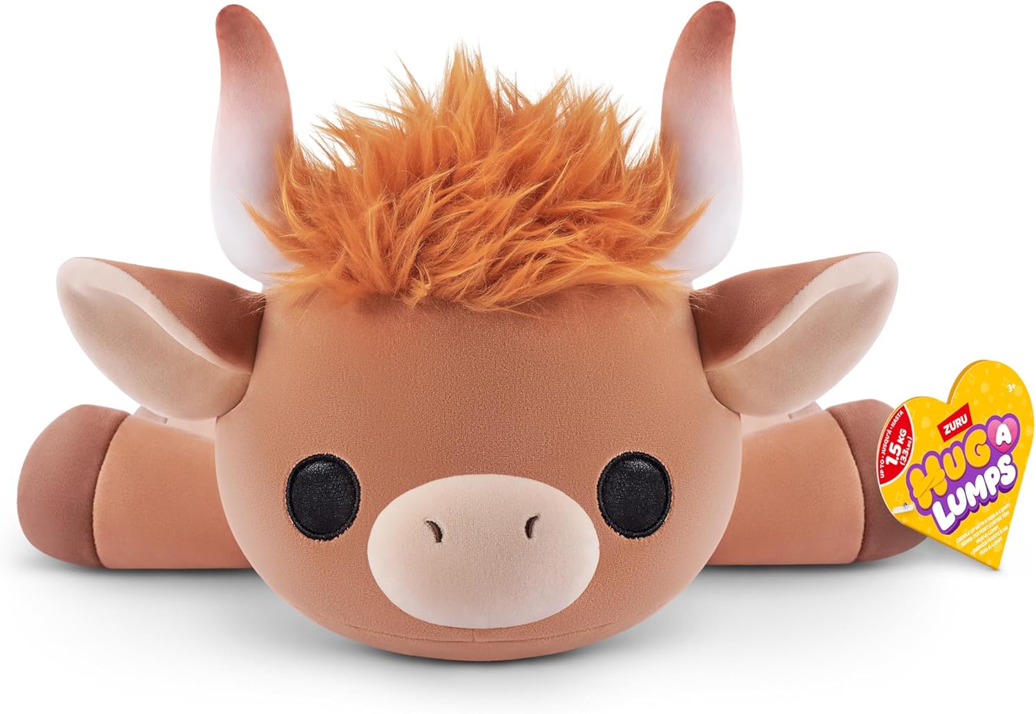 Hug-A-Lumps Highland Cow Holly by ZURU, Medium, 1.5kg/3.3 lbs, Cuddly Squishy Weighted Plush, Sleeping Pillow Plush, Stuffed Animal