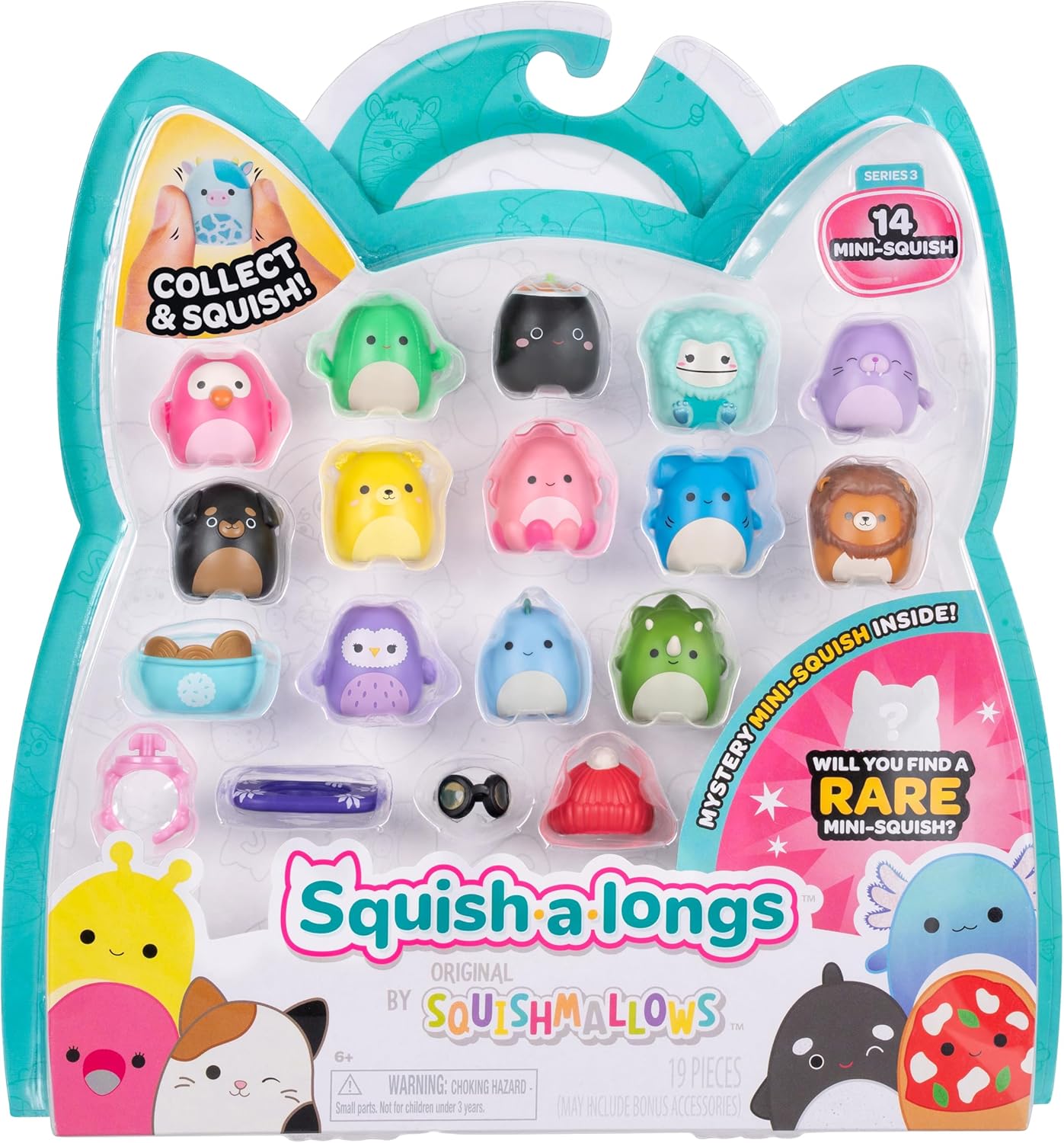 Squish-a-longs Mini-Squish 14-Pack (Wave 3, Style 2) - Sushi, Dodo Bird, Cuttlefish, mystery Mini-Squish and more