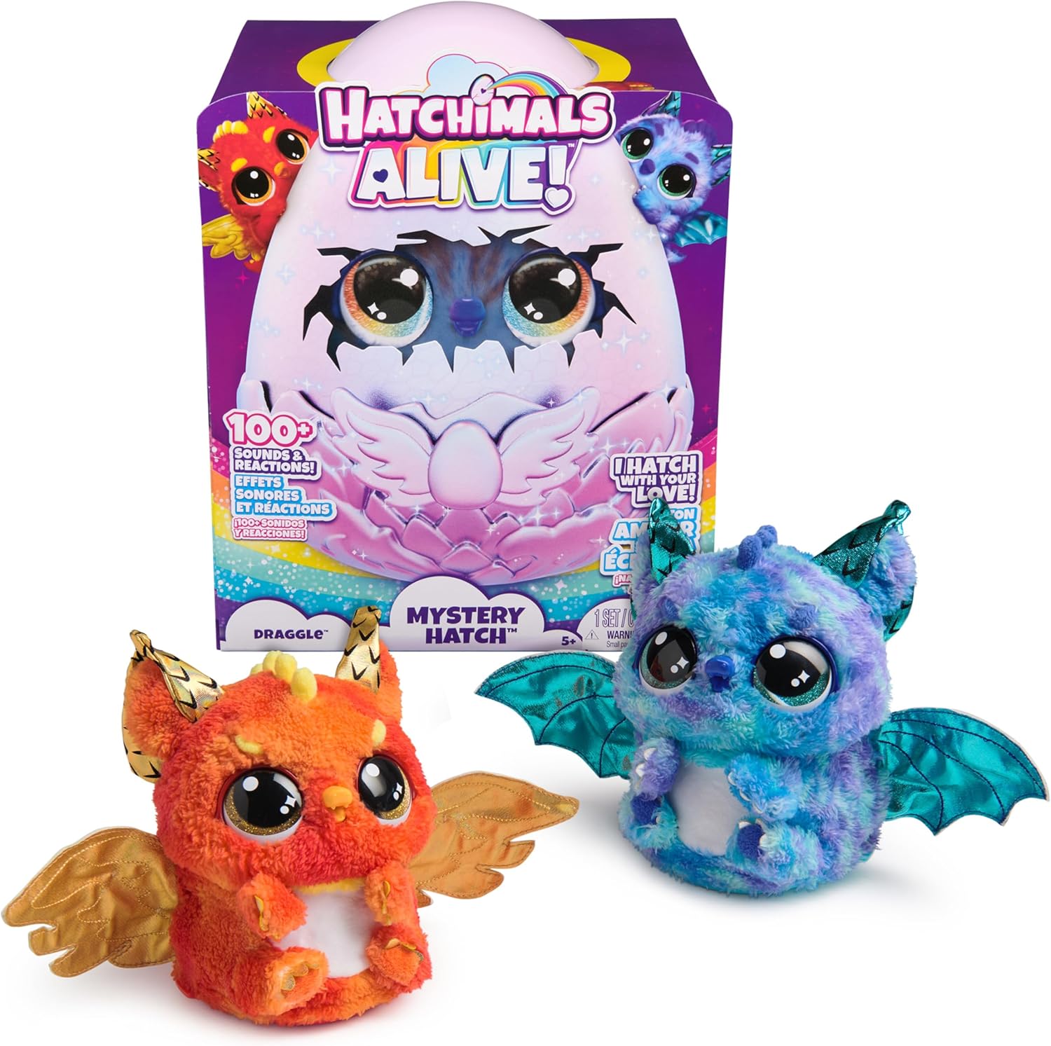 Hatchimals Alive, Mystery Hatch Draggle, Surprise Interactive Toy and Egg with Mist, Lights and Sounds