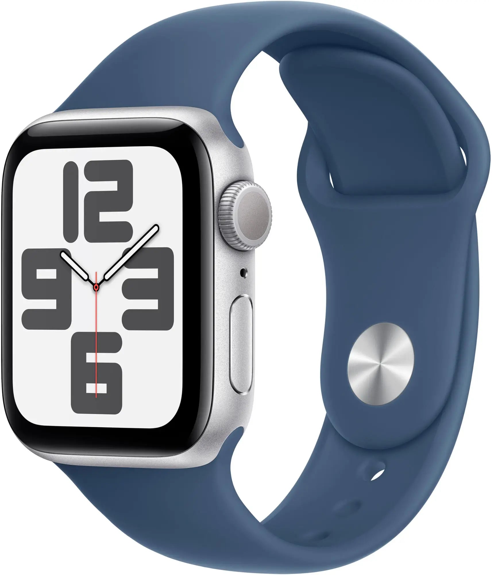 Apple Watch SE (2024) [GPS 40mm] Smartwatch with Silver Aluminum Case with Denim Sport Band