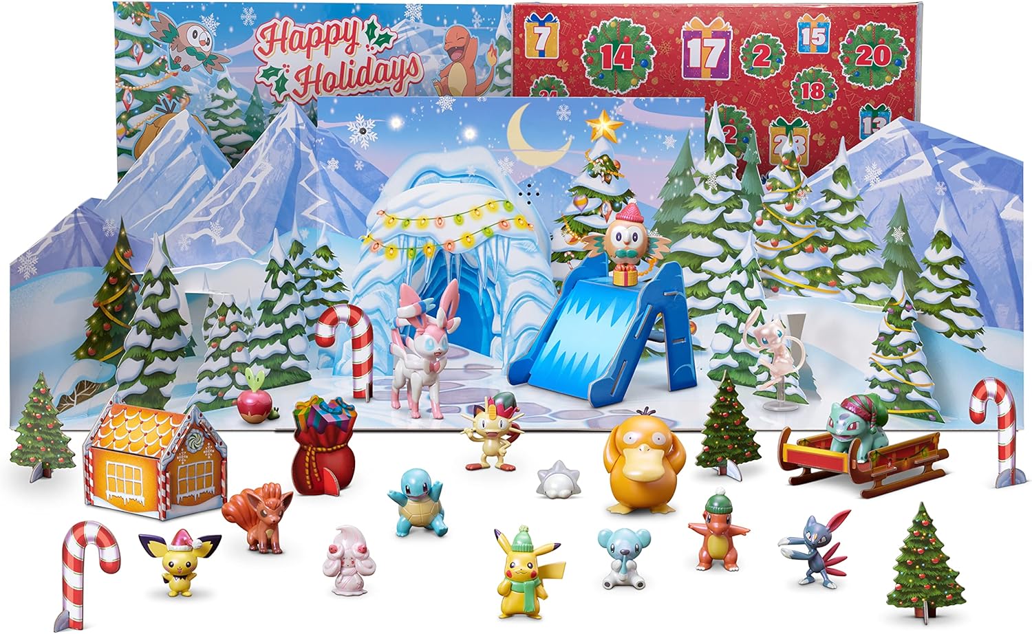 Pokemon Deluxe Advent Calendar, Features 15 2-Inch Battle Figures with Special Finish and Nine Diorama Accessories