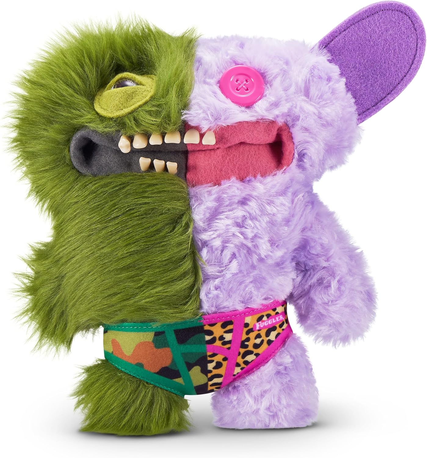 Fuggler Misfit Monsters by ZURU, Funny Ugly Monster, Plush, Collectible, Toy (Captain-Undergrin - Green & Lilac Long & Curly pile)