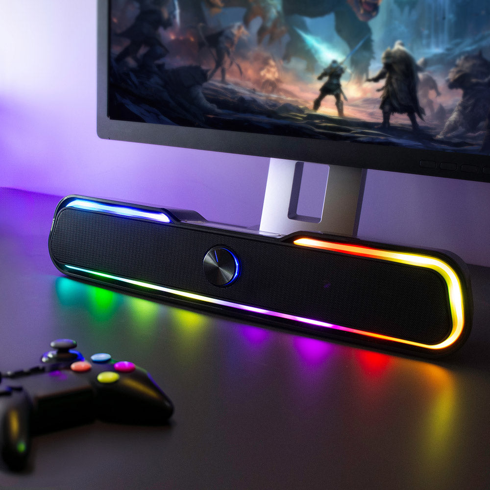 RED5 Gaming Soundbar Bluetooth Portable Dual 5W Driver with Colour-Changing LED Lighting
