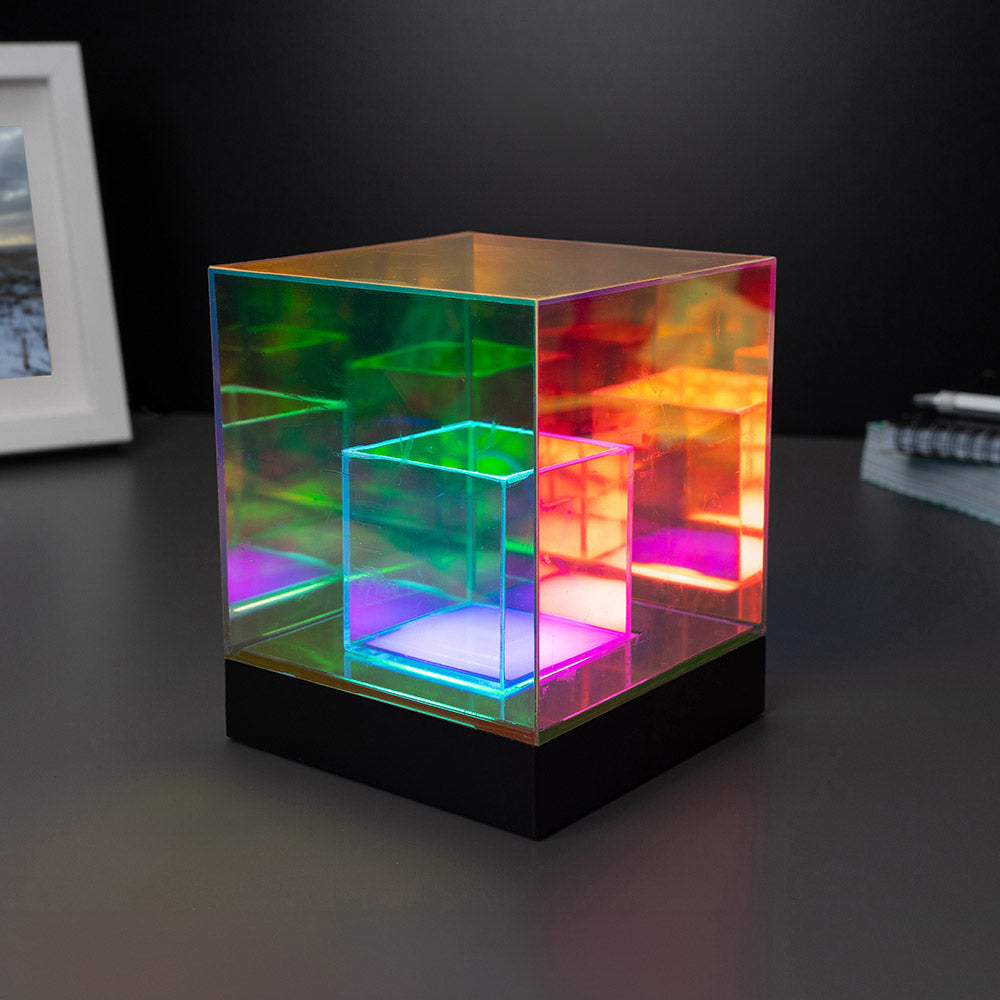 Holographic Square Lamp with Black Base