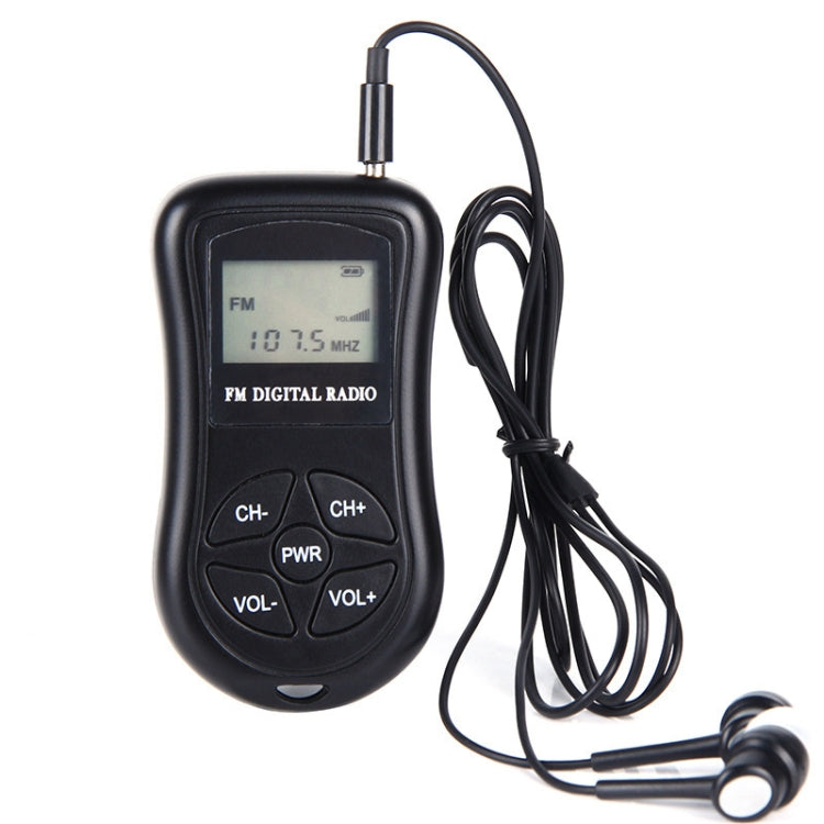 HRD-107 DSP Digital Display Portable Stereo FM Radio with Headset - Black