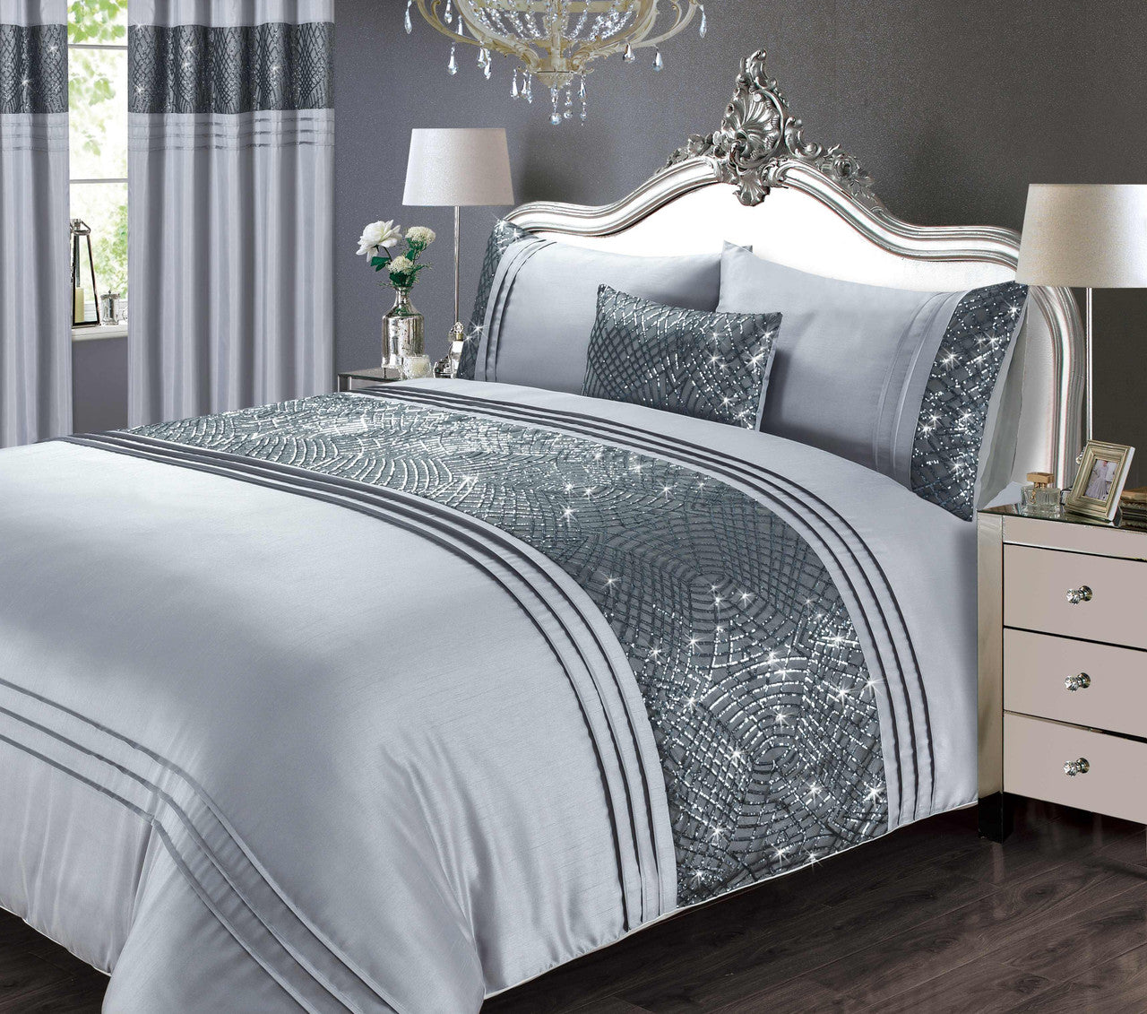 Charleston Duvet Set Double Grey