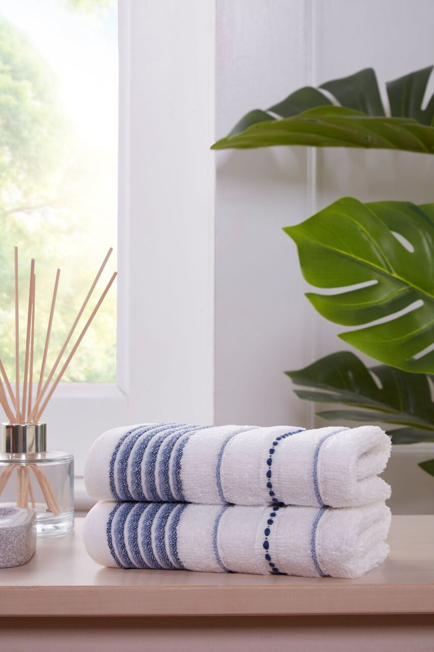Dakota Stripe Bath Towel Blue