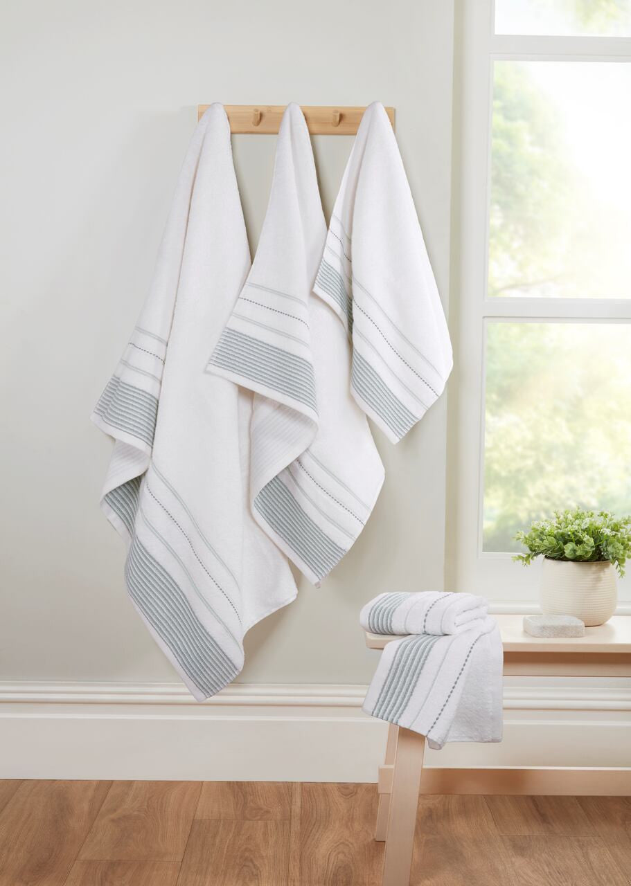Dakota Stripe Hand Towel Green