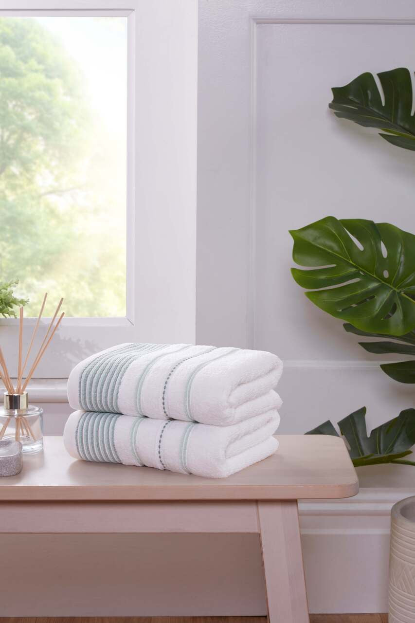Dakota Stripe Face Towel Green