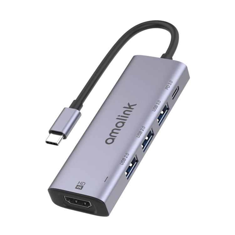 amalink Type-C / USB-C to HDMI + 3 Ports USB + PD 3.0 Multi-function HUB (Grey)