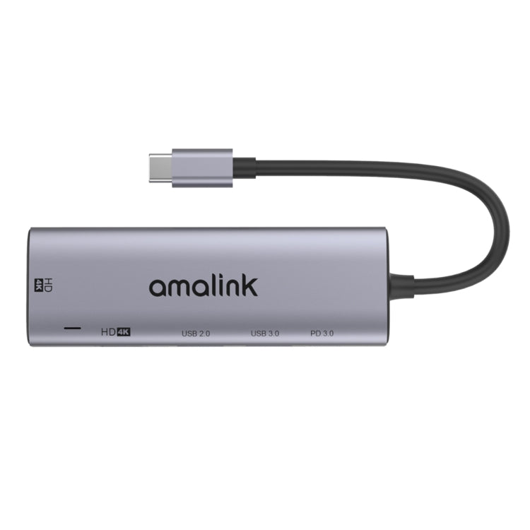 amalink Type-C / USB-C to Dual HDMI + 2 Ports USB + PD 3.0 Multi-function HUB (Grey)