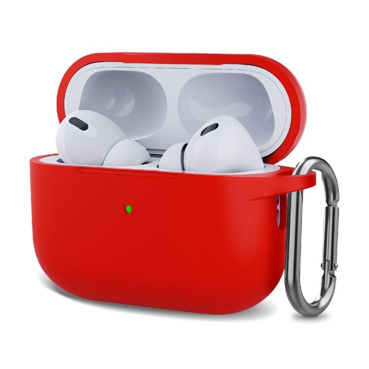 Silicone Thickening Wireless Earphone Protective Case with Hook Apple AirPods Pro 2 (Red)