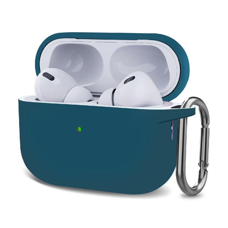 Silicone Thickening Wireless Earphone Protective Case with Hook Apple AirPods Pro 2 (Lake Blue)