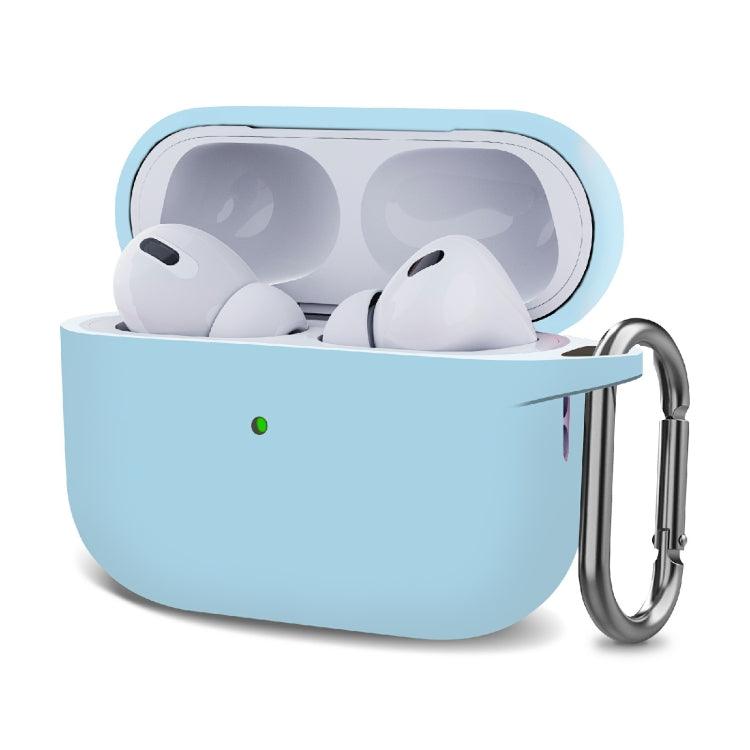 Silicone Thickening Wireless Earphone Protective Case with Hook Apple AirPods Pro 2 (Light Blue)