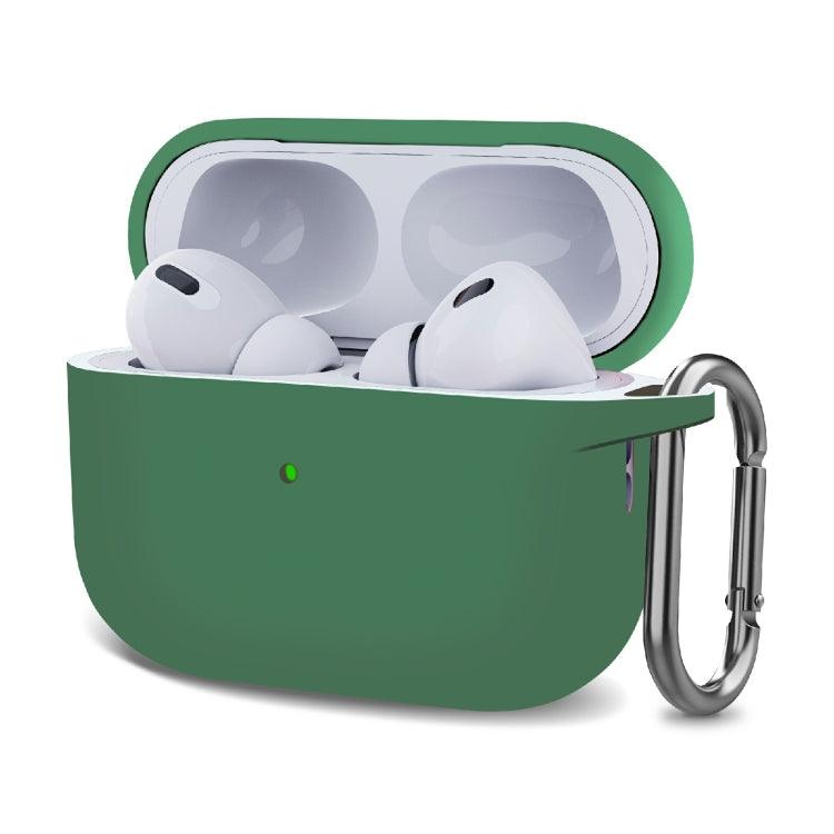 Silicone Thickening Wireless Earphone Protective Case with Hook Apple AirPods Pro 2 (Pine Needle Green)