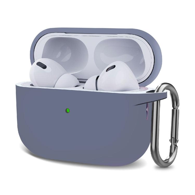 Silicone Thickening Wireless Earphone Protective Case with Hook Apple AirPods Pro 2 (Lavender Purple)