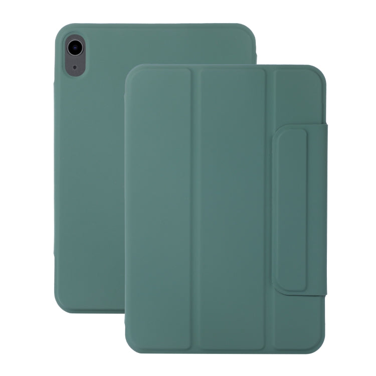 Apple iPad 10th Gen 10.9 2022 3-fold Magnetic Buckle Leather Smart Tablet Case Cover (Deep Green)