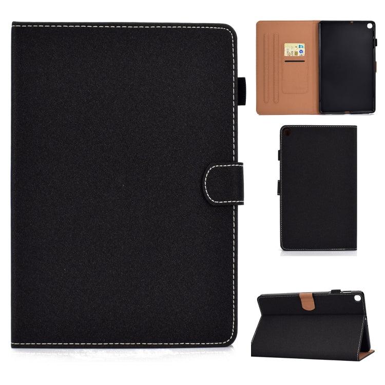 Samsung Galaxy Tab S6 Lite Sewing Thread Horizontal Solid Color Flat Leather Case Cover with Sleep Function & Pen Cover & Anti Skid Strip & Card Slot & Holder (Light Star Black)