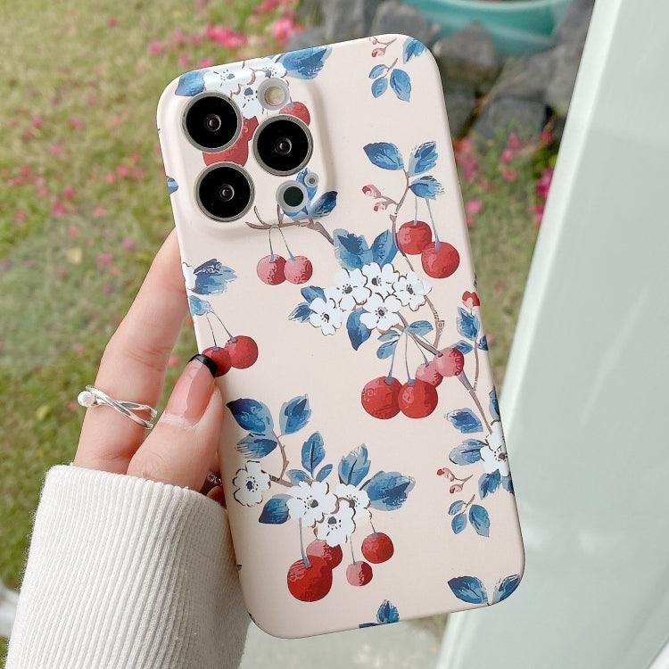 Apple iPhone 11 Water Sticker Flower Pattern PC Phone Case Cover (Cherry)