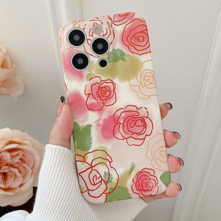 Apple iPhone 11 Water Sticker Flower Pattern PC Phone Case Cover (Rose)