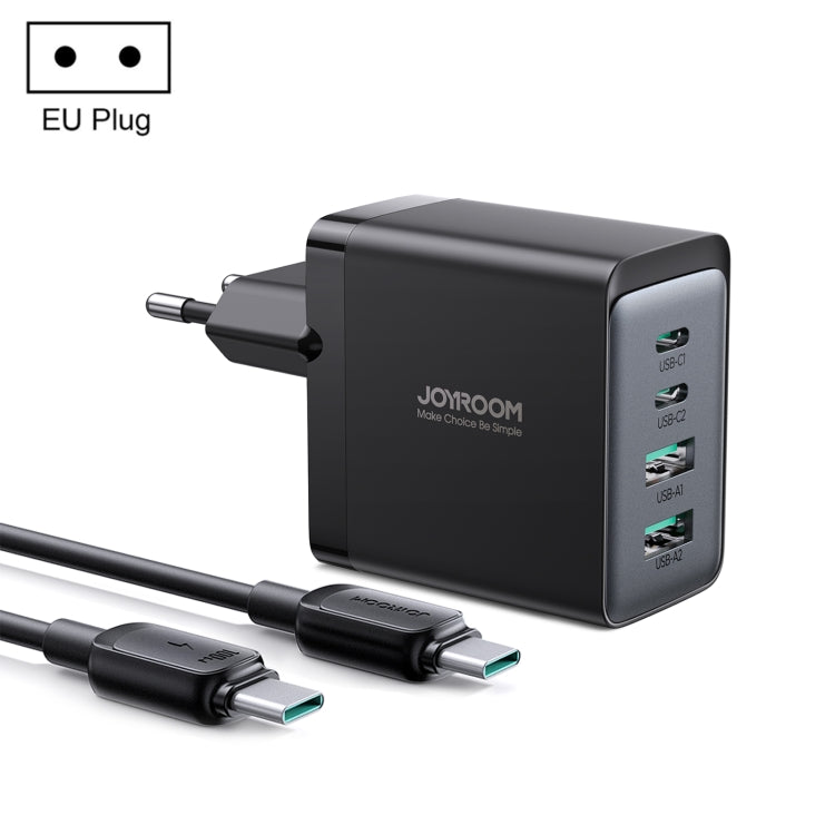 JOYROOM Gallium Nitride 67W Dual USB+Dual USB-C/Type-C Multi-Port Charger Set, Specification:EU Plug (Black)