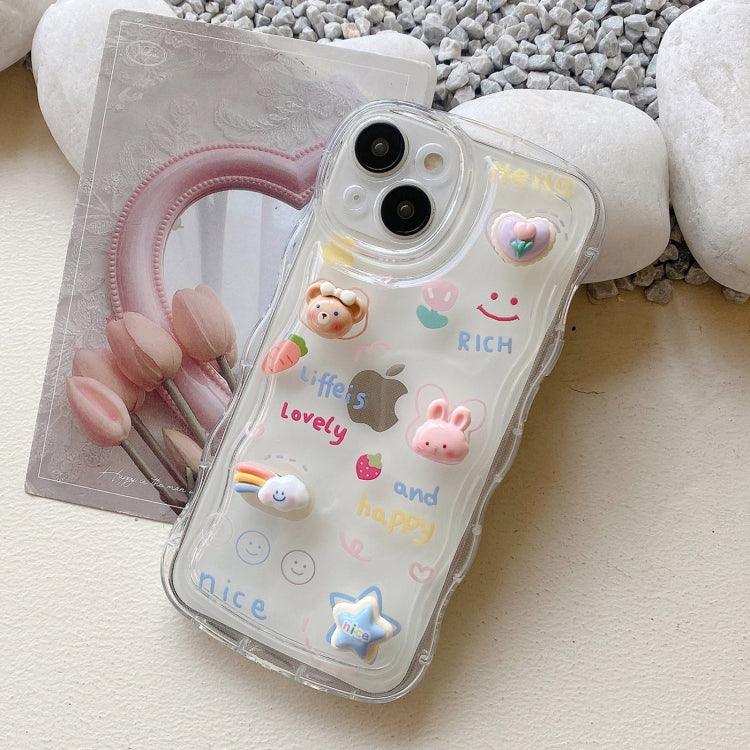 Apple iPhone 14 Wave 3D Bear Phone Case Cover (Transparent)