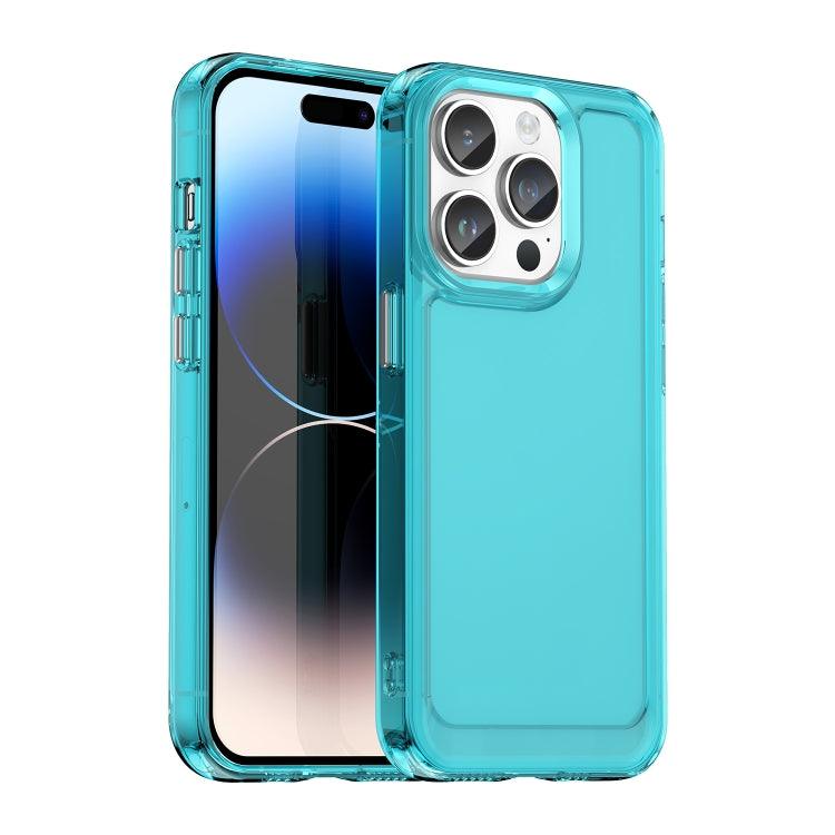 Apple iPhone 15 Pro Candy Series TPU Phone Case Cover (Transparent Blue)