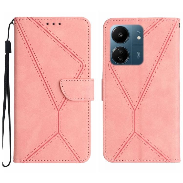 Xiaomi Redmi 13C 4G Stitching Embossed Leather Phone Case Cover (Pink)