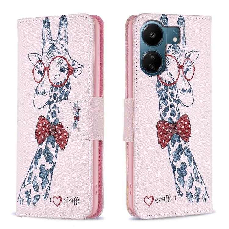 Xiaomi Redmi 13C Colored Drawing Pattern Leather Phone Case (Deer)