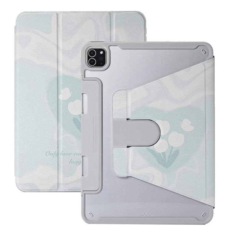 Apple iPad 10th Gen 10.9 2022 Split Drawer Rotation Painted Leather Smart Tablet Case Cover (Flowers)