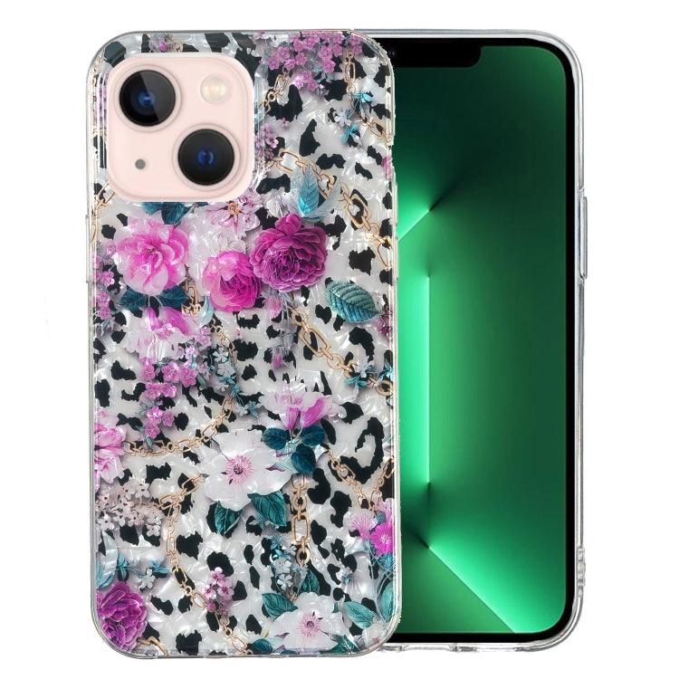 Apple iPhone 15 IMD Shell Pattern TPU Phone Case Cover (Leopard Flower)