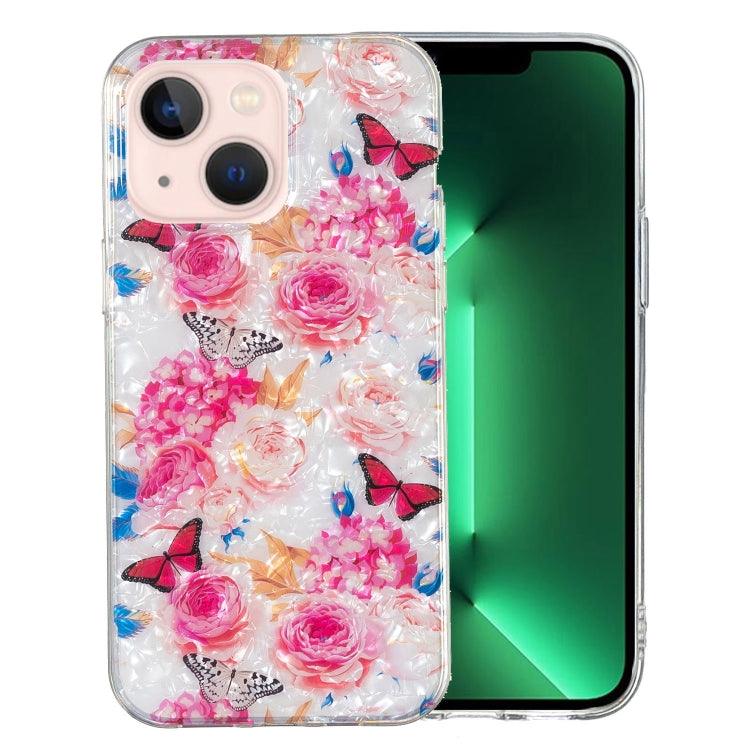 Apple iPhone 15 IMD Shell Pattern TPU Phone Case Cover (Butterfly Flower)